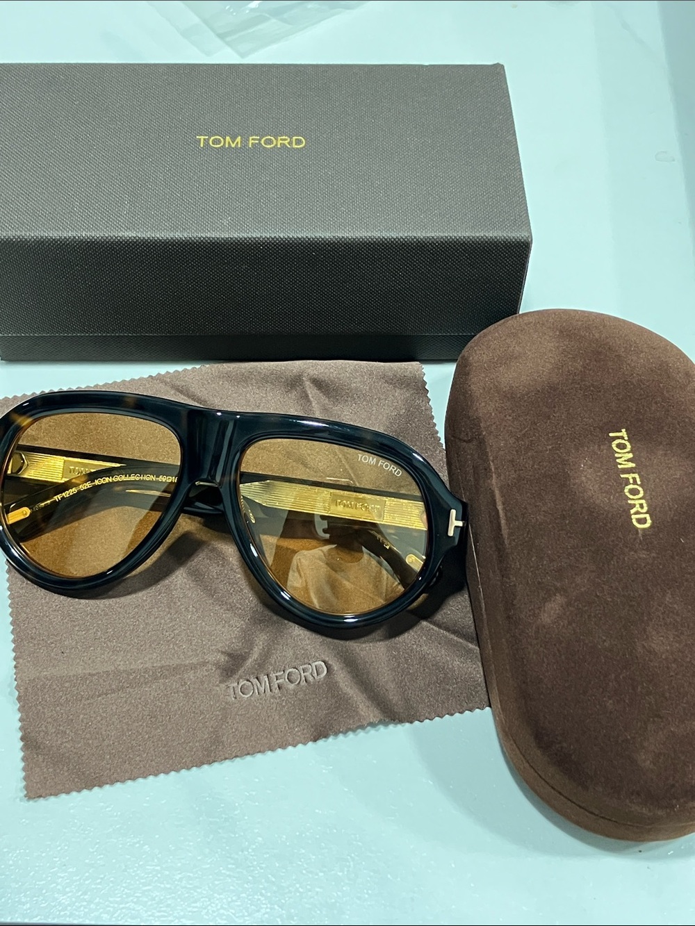 Tom Ford Black Frames with Brown/Amber Lenses Sunglasses